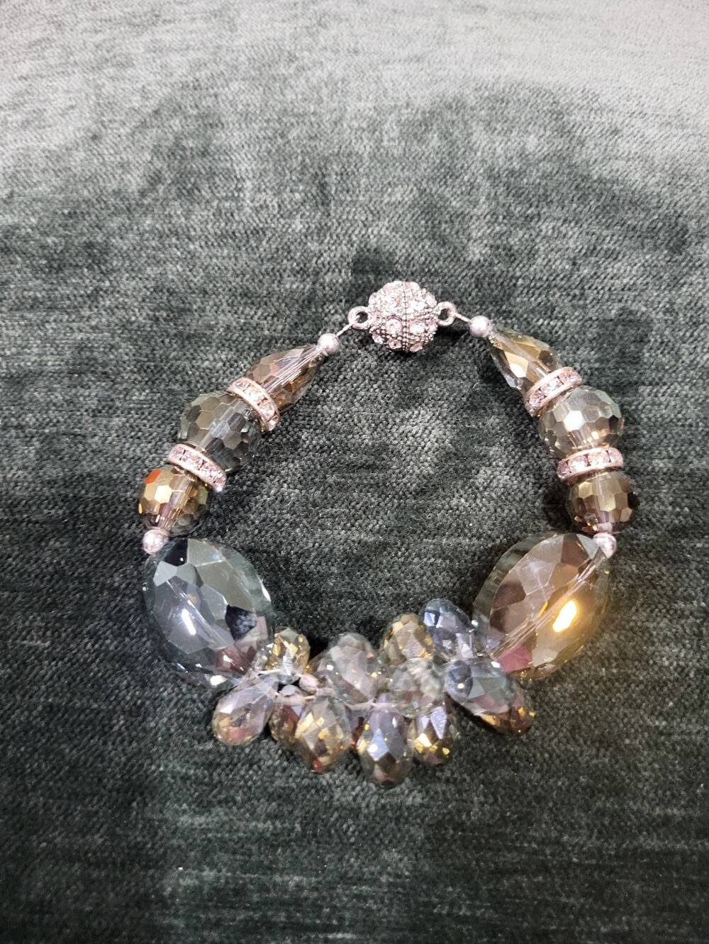 Lucky Brand Faceted Teal Crystal Bracelet with Silver Accents